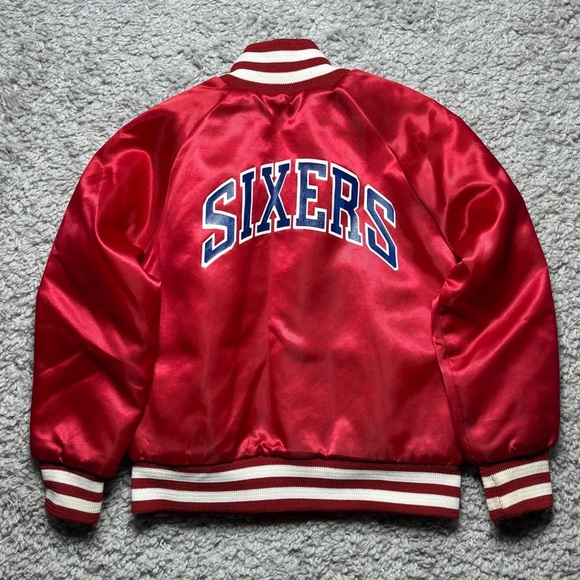 Vintage Sixers Jacket Youth 5 Philadelphia 76ers NBA Basketball Spellout Locker - Picture 6 of 6